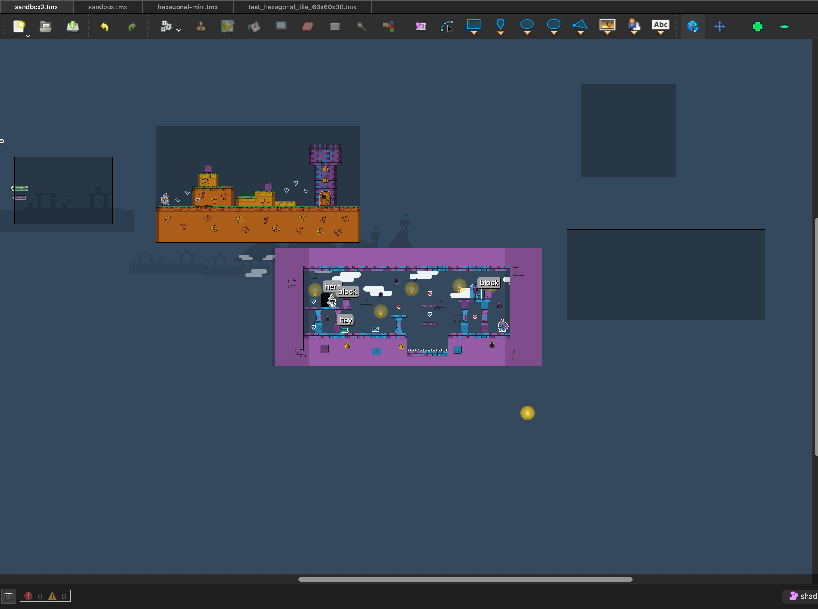 Two empty maps created this way sitting in the world beside the existing sticker knight maps